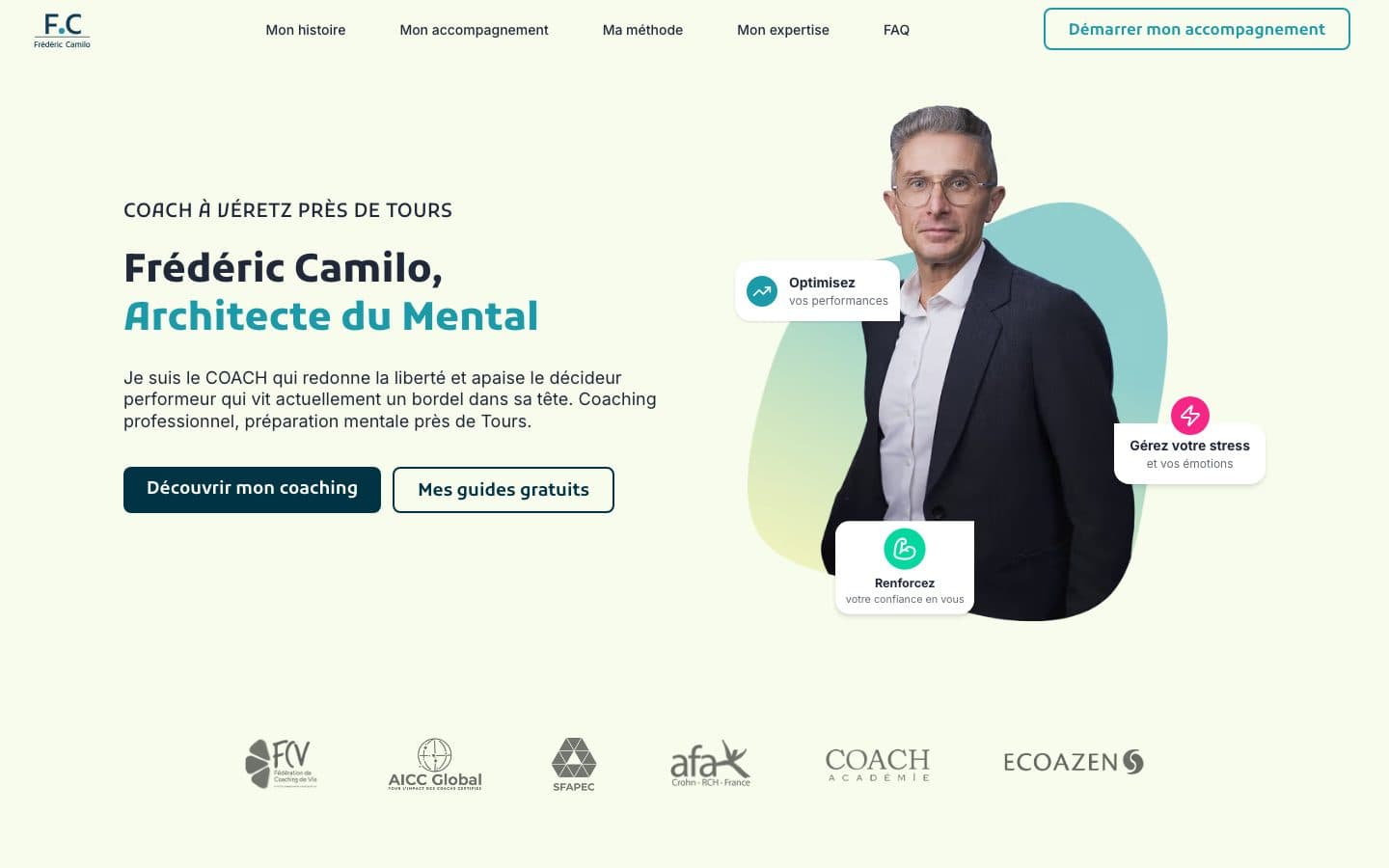 Aperçu du projet Coach (site vitrine) conçu par Line'up