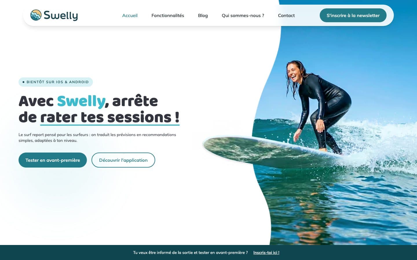 Aperçu du projet Swelly (landing page) conçu par Line'up